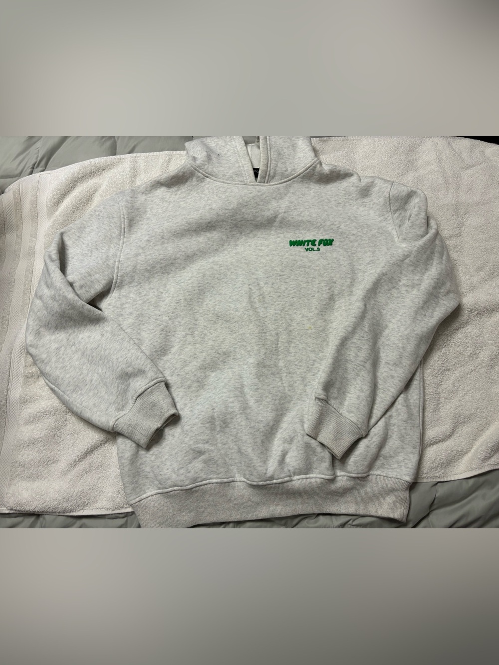 White Fox Hoodie with Green Logo